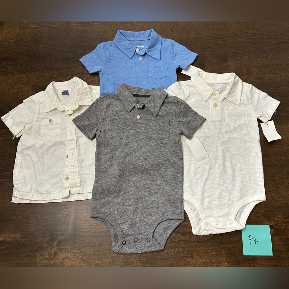 18-24 month NWT OshKosh B'gosh Gray, White, and Blue Kids Button Down Shirts